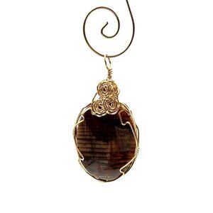 Handcrafted Wire-Wrapped Smoky Quartz Pendant With Intricate Gold Wire Design